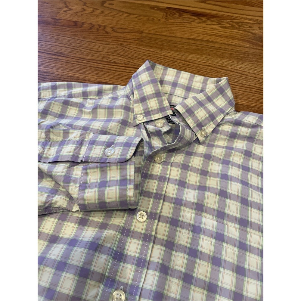 Vineyard Vines Mens Murray Shirt Small Purple Plaid Performance Nylon Button Up